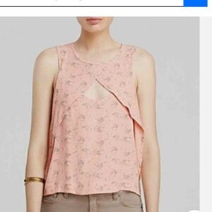 Free People Coral Orange Blouse with Front Cut-Out